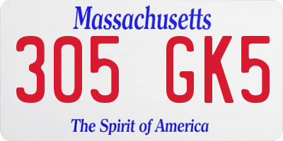 MA license plate 305GK5