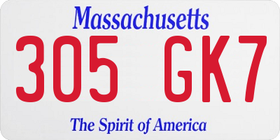 MA license plate 305GK7