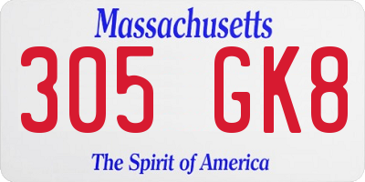 MA license plate 305GK8
