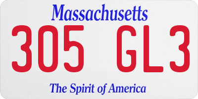 MA license plate 305GL3