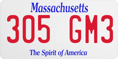 MA license plate 305GM3