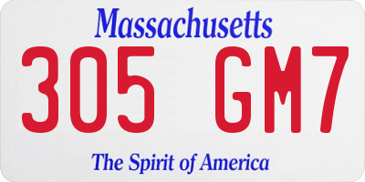 MA license plate 305GM7