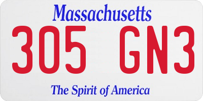 MA license plate 305GN3
