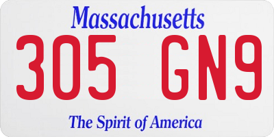 MA license plate 305GN9