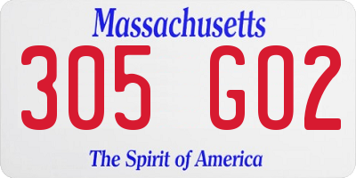 MA license plate 305GO2