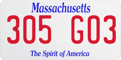 MA license plate 305GO3