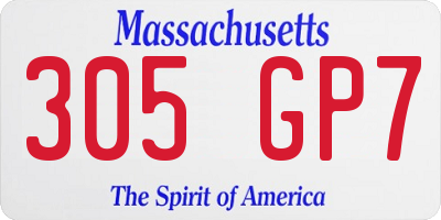 MA license plate 305GP7