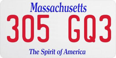 MA license plate 305GQ3
