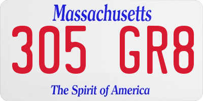 MA license plate 305GR8