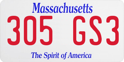 MA license plate 305GS3