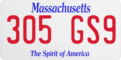 MA license plate 305GS9