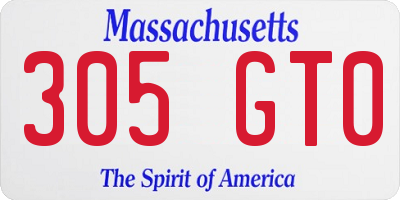 MA license plate 305GT0