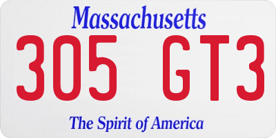 MA license plate 305GT3