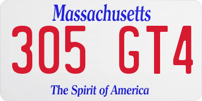 MA license plate 305GT4