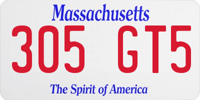 MA license plate 305GT5