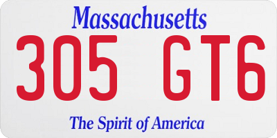 MA license plate 305GT6