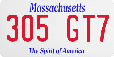 MA license plate 305GT7