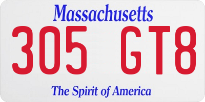 MA license plate 305GT8