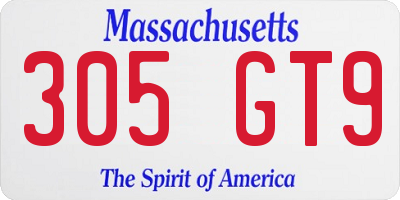 MA license plate 305GT9