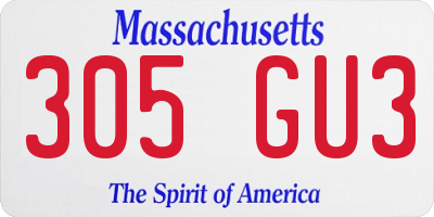 MA license plate 305GU3