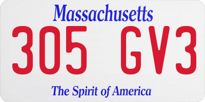 MA license plate 305GV3
