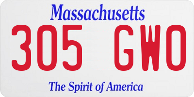 MA license plate 305GW0