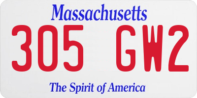 MA license plate 305GW2
