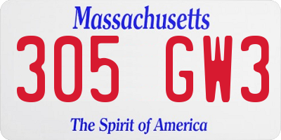 MA license plate 305GW3