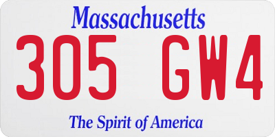 MA license plate 305GW4