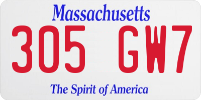 MA license plate 305GW7