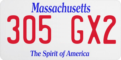 MA license plate 305GX2