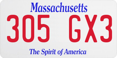 MA license plate 305GX3