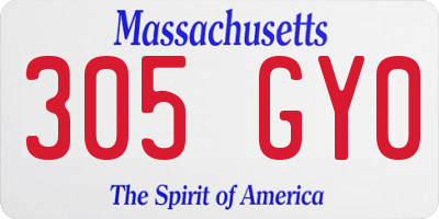 MA license plate 305GY0