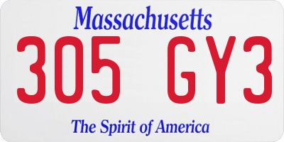 MA license plate 305GY3