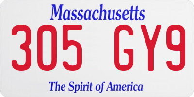 MA license plate 305GY9