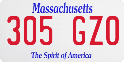 MA license plate 305GZ0