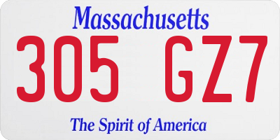 MA license plate 305GZ7