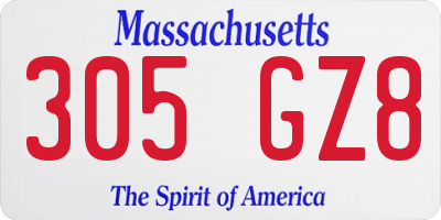 MA license plate 305GZ8