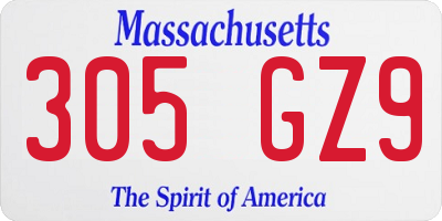MA license plate 305GZ9