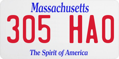 MA license plate 305HA0