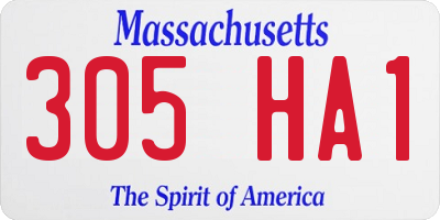 MA license plate 305HA1