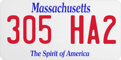 MA license plate 305HA2