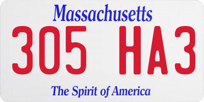 MA license plate 305HA3