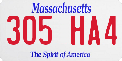 MA license plate 305HA4