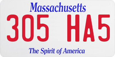 MA license plate 305HA5