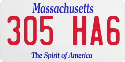 MA license plate 305HA6