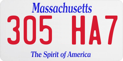 MA license plate 305HA7