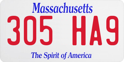 MA license plate 305HA9