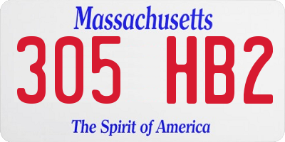 MA license plate 305HB2