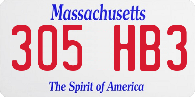 MA license plate 305HB3